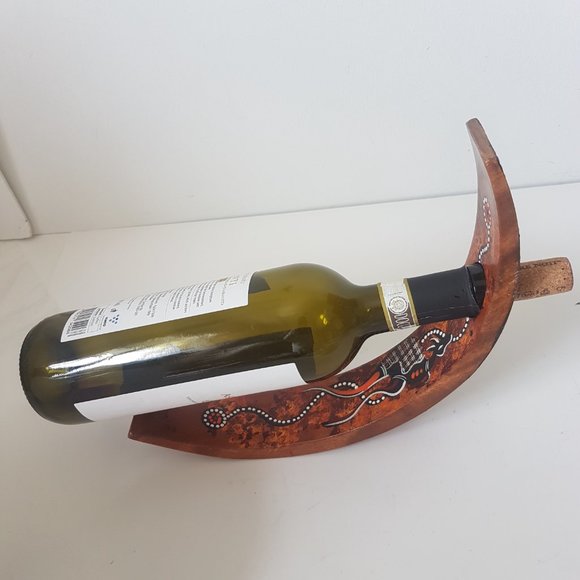 Australia Wood Bottle Holder Souvenir Folk Art Hand Painted - Picture 1 of 13